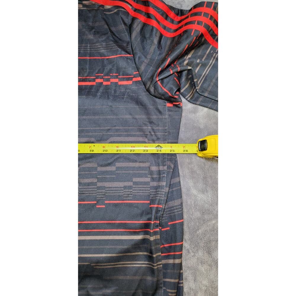 Adidas Sz 2XL Men's Full Zip Athletic Sweatshirt Black Red 3 Stripes Geometric - Picture 3 of 7